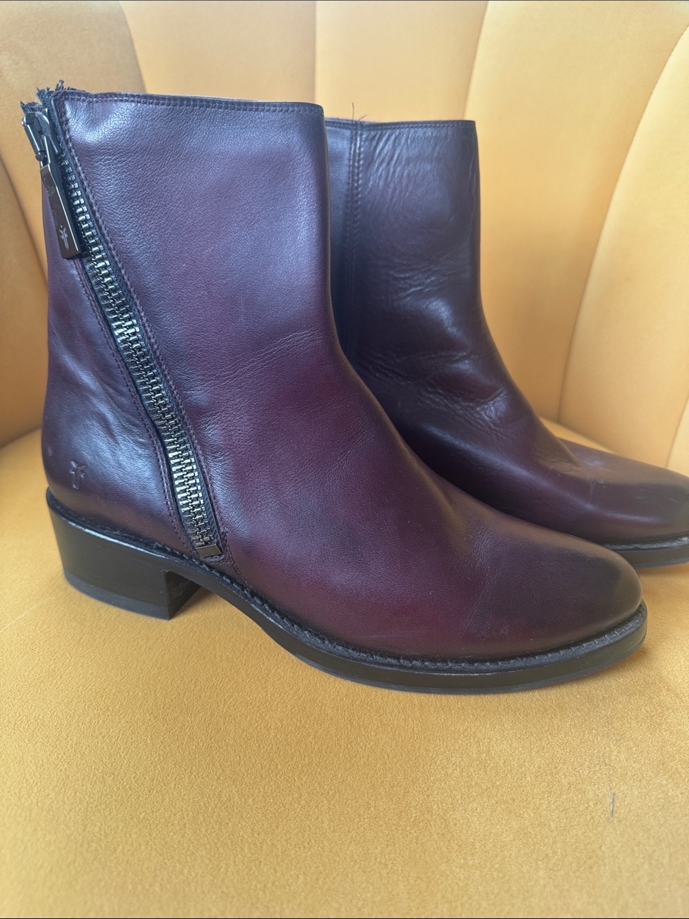 Frye Women's Leather Side-Zip Ankle Boots in Burgundy